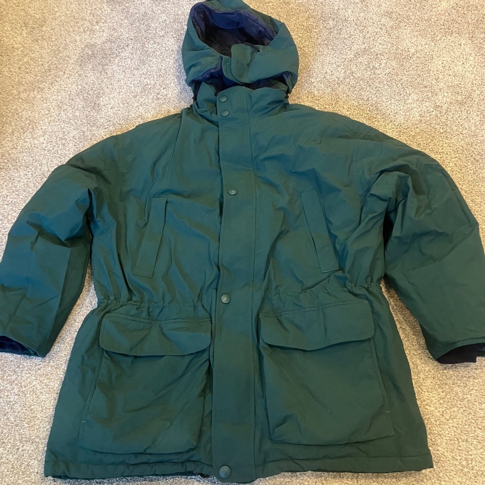 Eddie Bauer Gore-Tex Goose Down Parka Jacket Green Mens XL Tall Vintage Hooded
